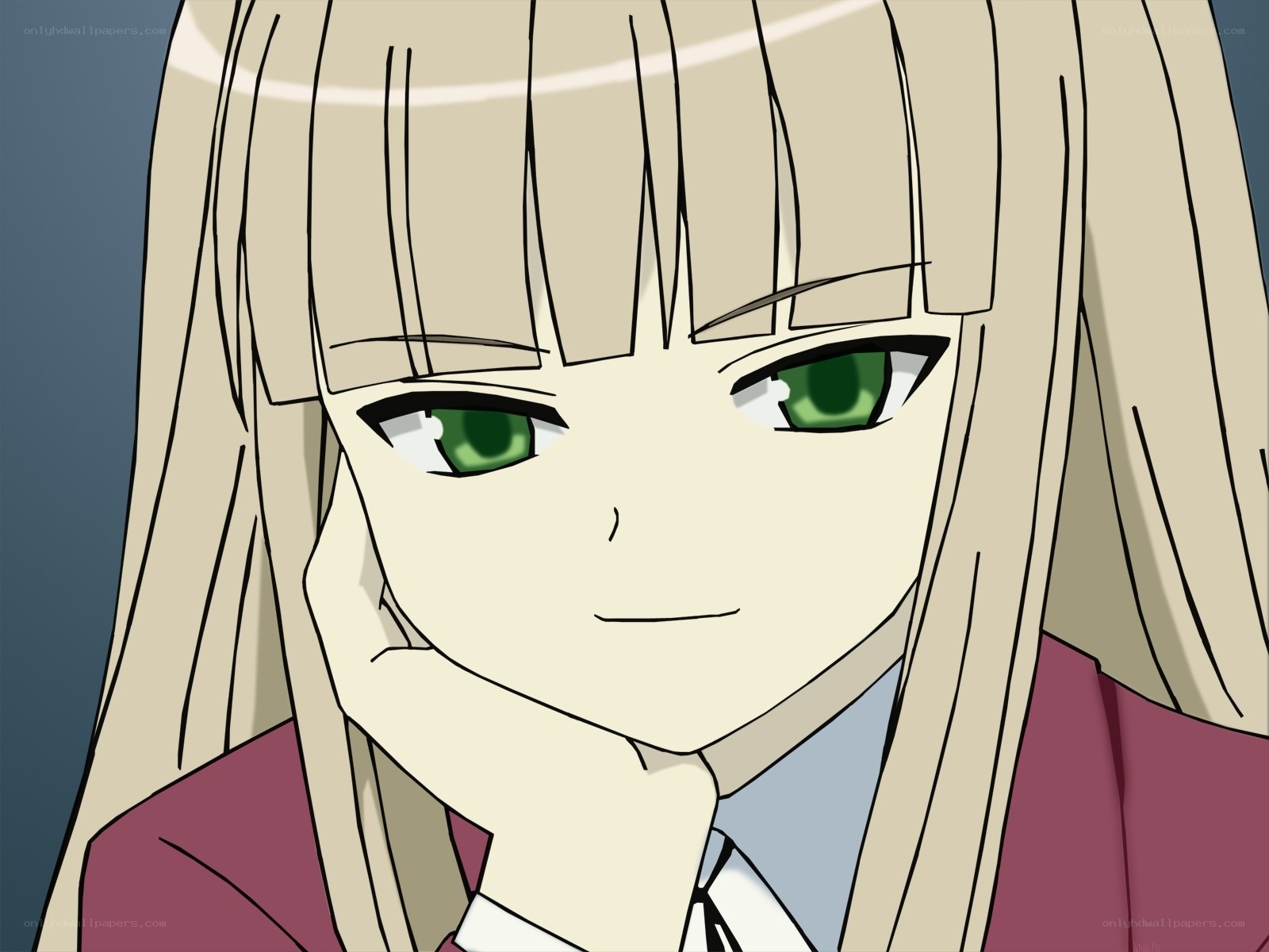 anime girl with green eyes