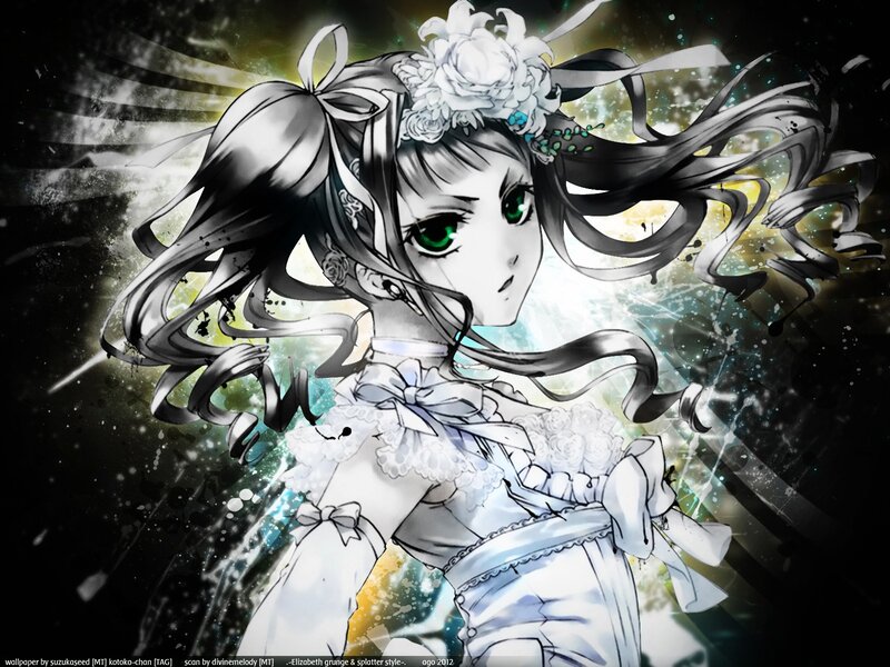 anime girl with green eyes