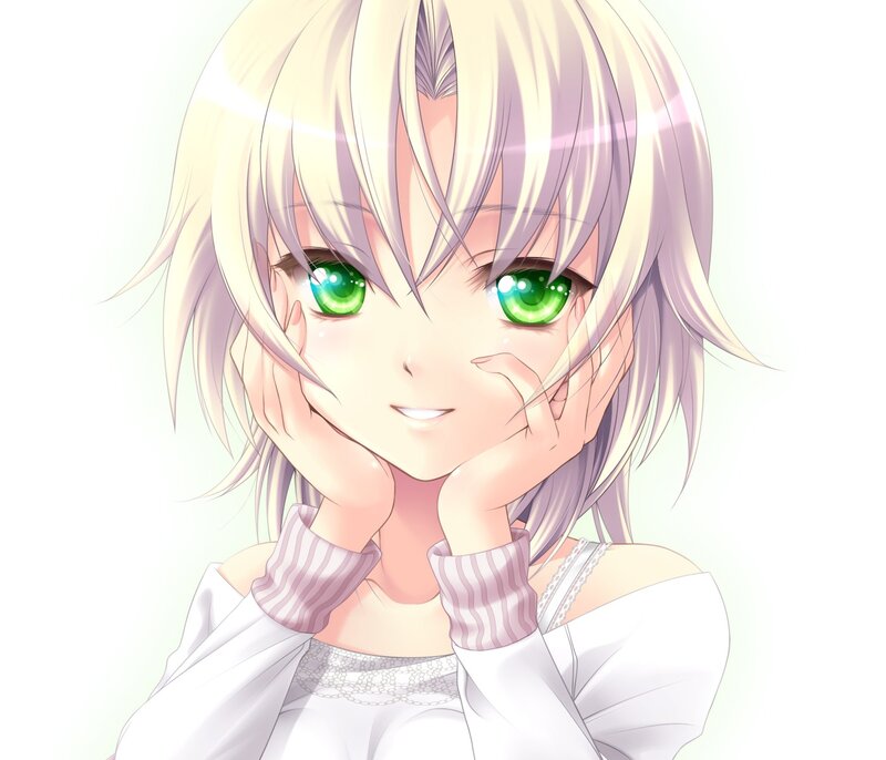 anime girl with green eyes