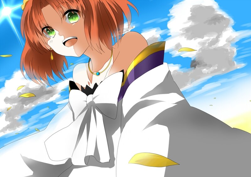 anime girl with green eyes