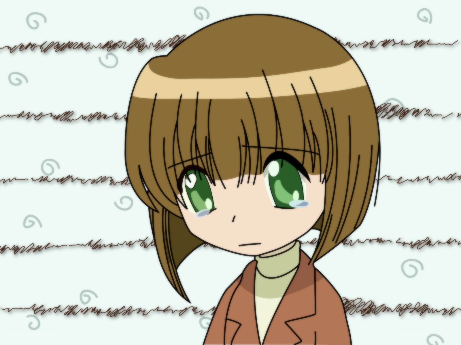 anime girl with green eyes