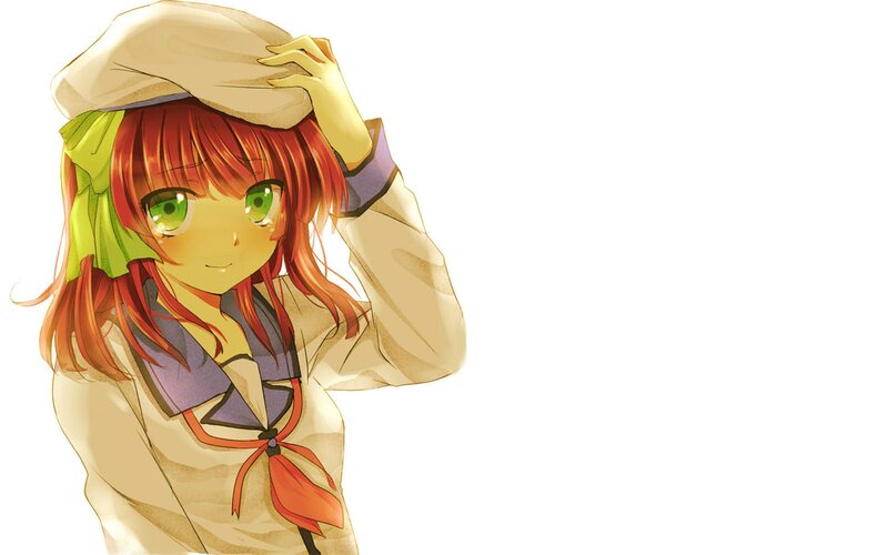 anime girl with green eyes