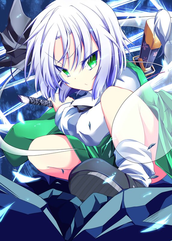 anime girl with green eyes