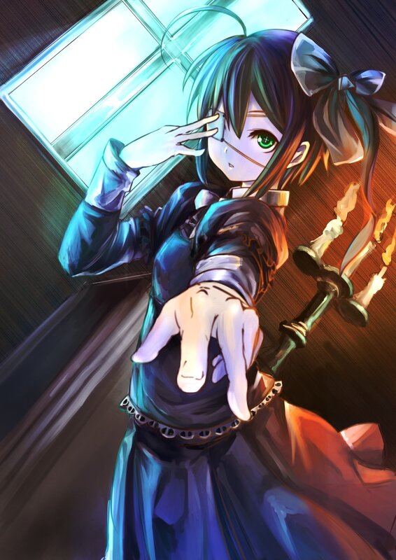 anime girl with green eyes