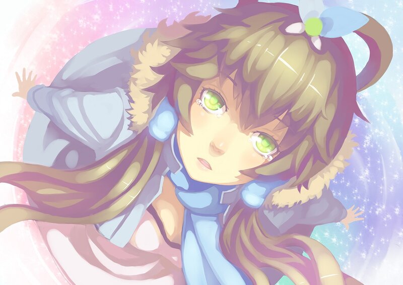 anime girl with green eyes