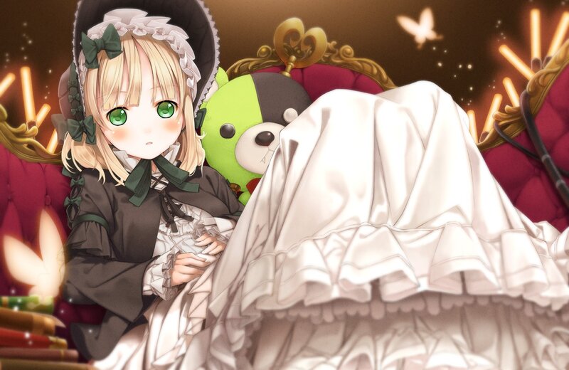 Anime girl with green eyes