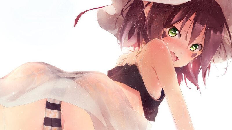 anime girl with green eyes