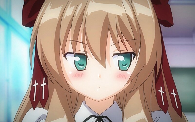 anime girl with green eyes
