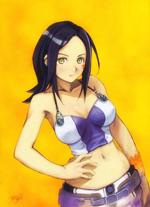 anime girl with green eyes