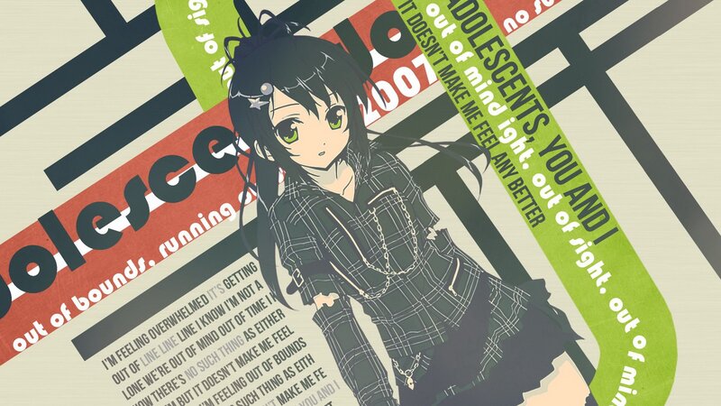 anime girl with green eyes