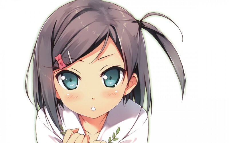 anime girl with green eyes