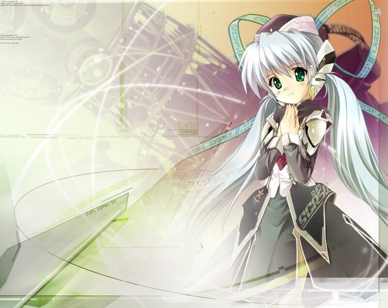 anime girl with green eyes