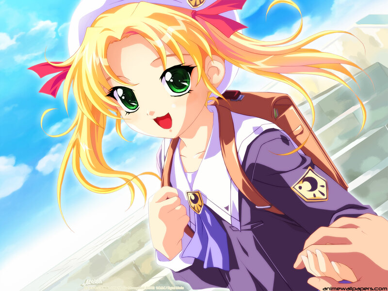 anime girl with green eyes