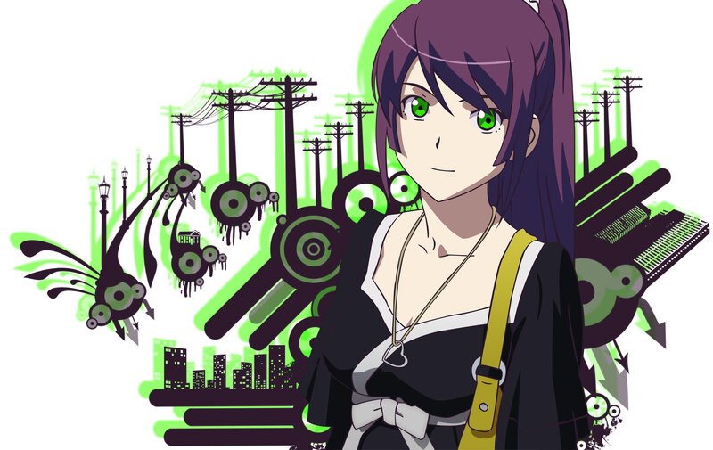 anime girl with green eyes
