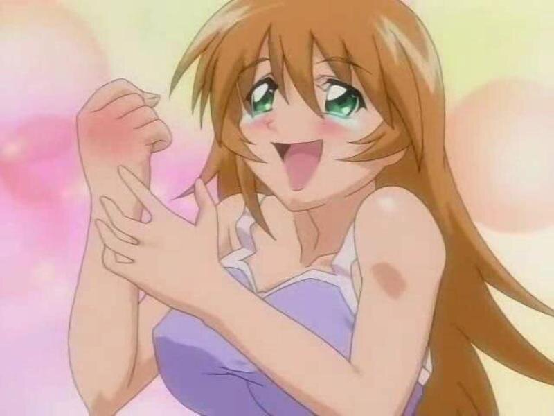 anime girl with green eyes
