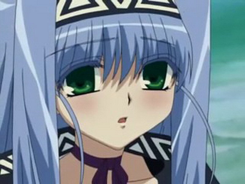anime girl with green eyes