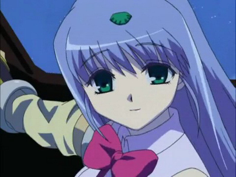 anime girl with green eyes