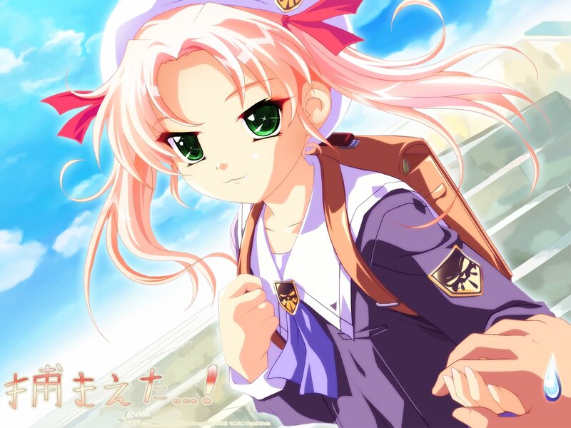 anime girl with green eyes