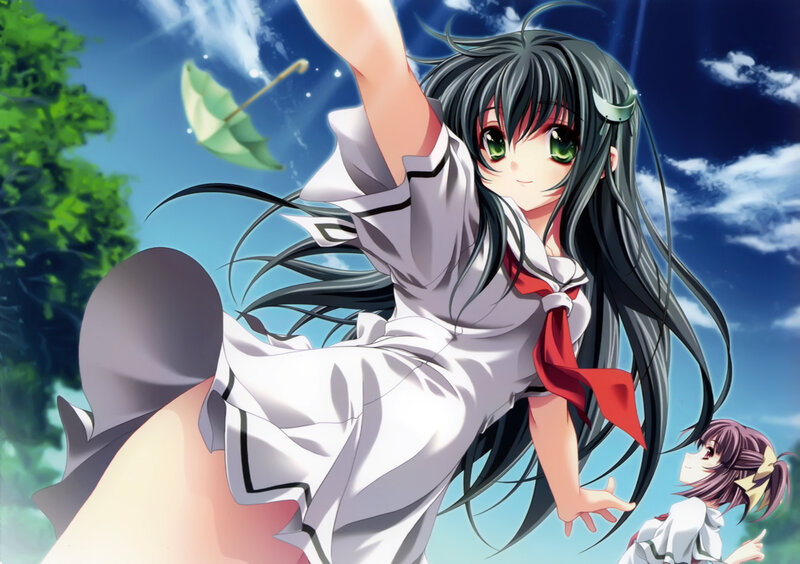 anime girl with green eyes