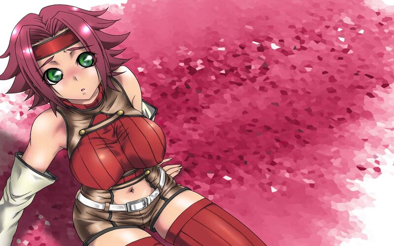 anime girl with green eyes