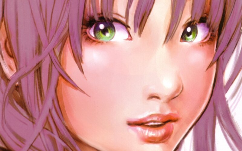 anime girl with green eyes