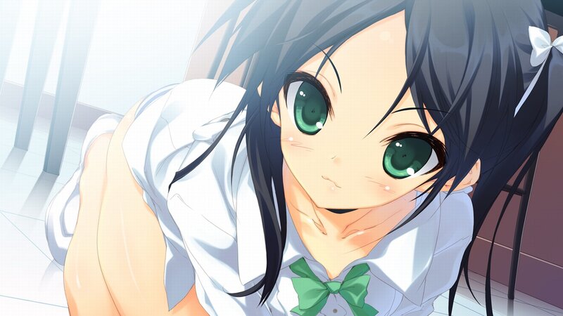 anime girl with green eyes