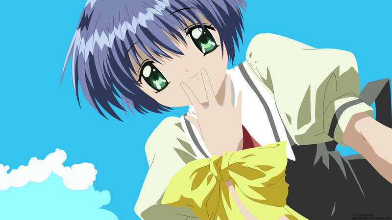 anime girl with green eyes