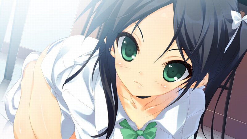 anime girl with green eyes
