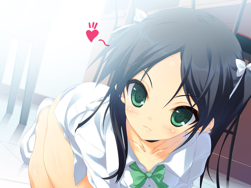 anime girl with green eyes