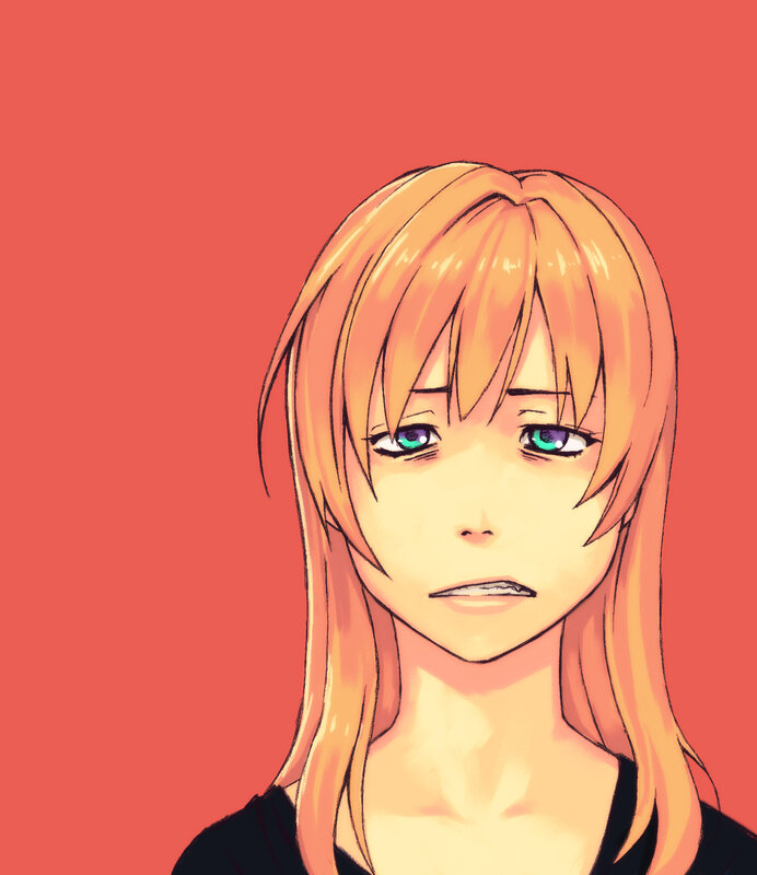 anime girl with green eyes