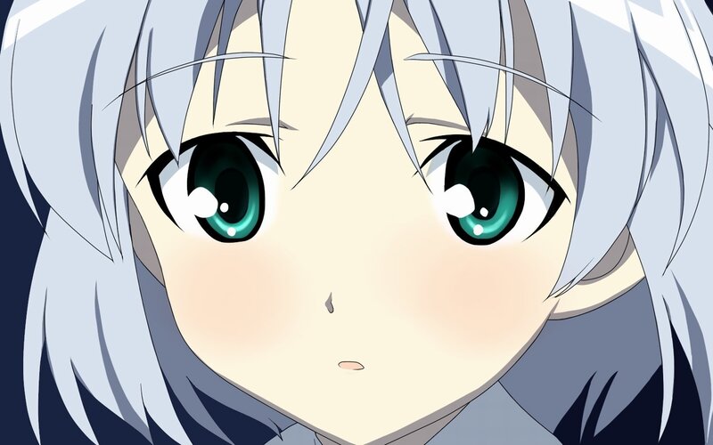 anime girl with green eyes