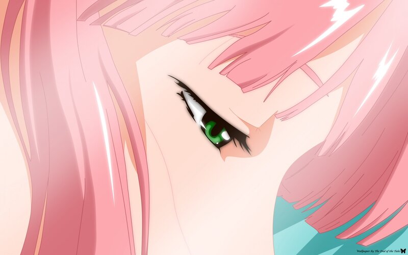 anime girl with green eyes
