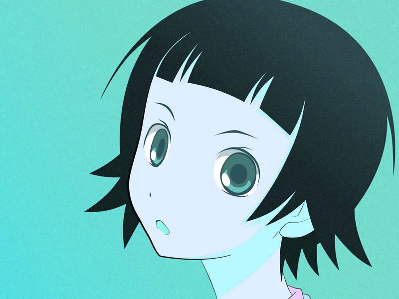 anime girl with green eyes