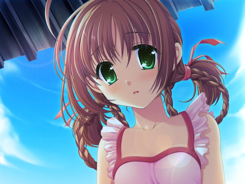 anime girl with green eyes