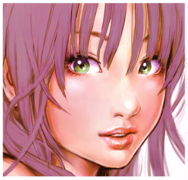 anime girl with green eyes