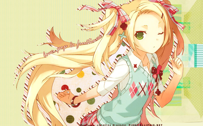 anime girl with green eyes