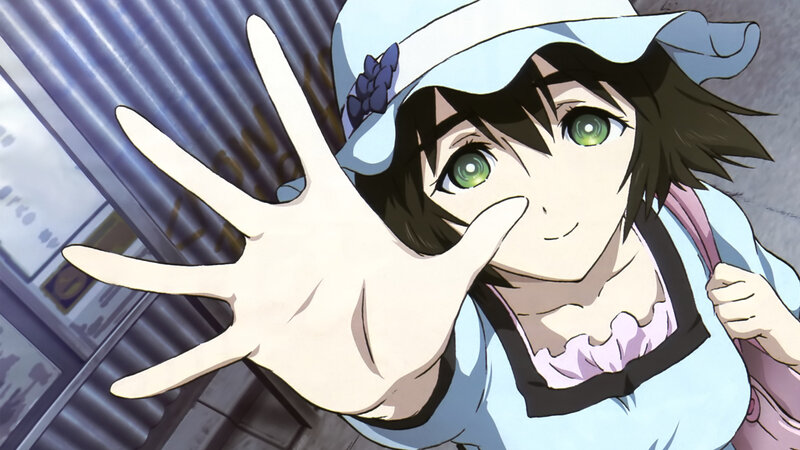 anime girl with green eyes