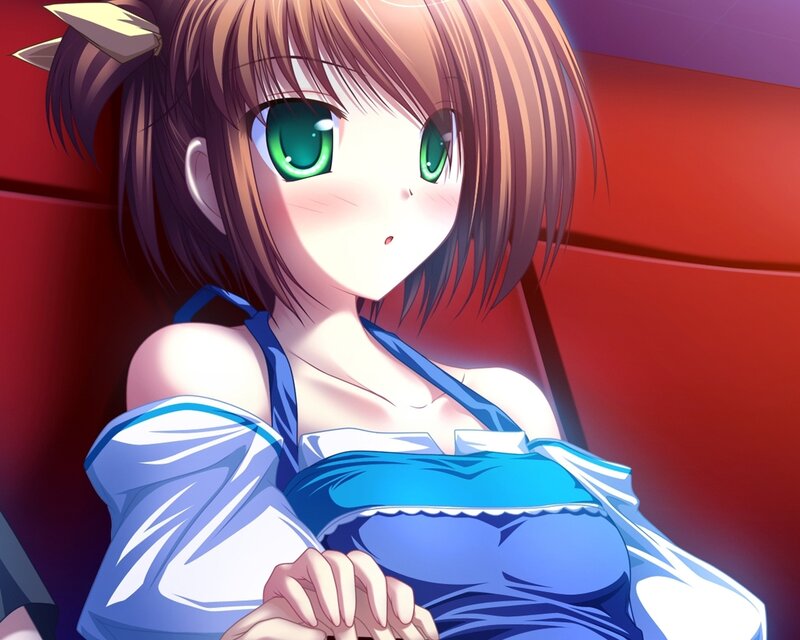 anime girl with green eyes