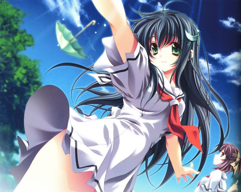 anime girl with green eyes
