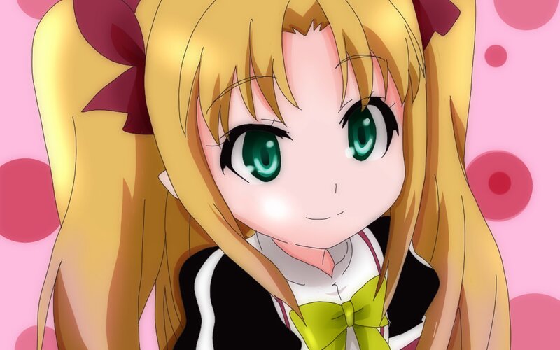 anime girl with green eyes