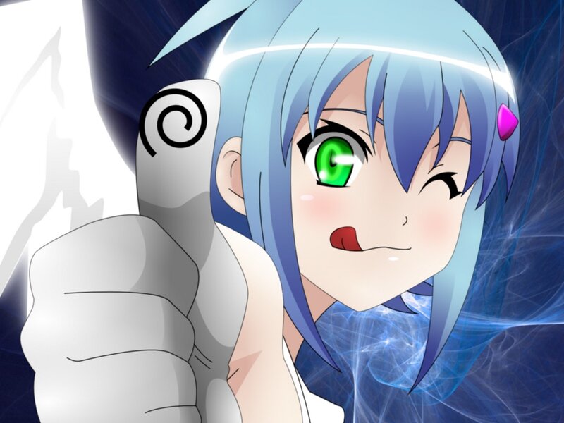 anime girl with green eyes