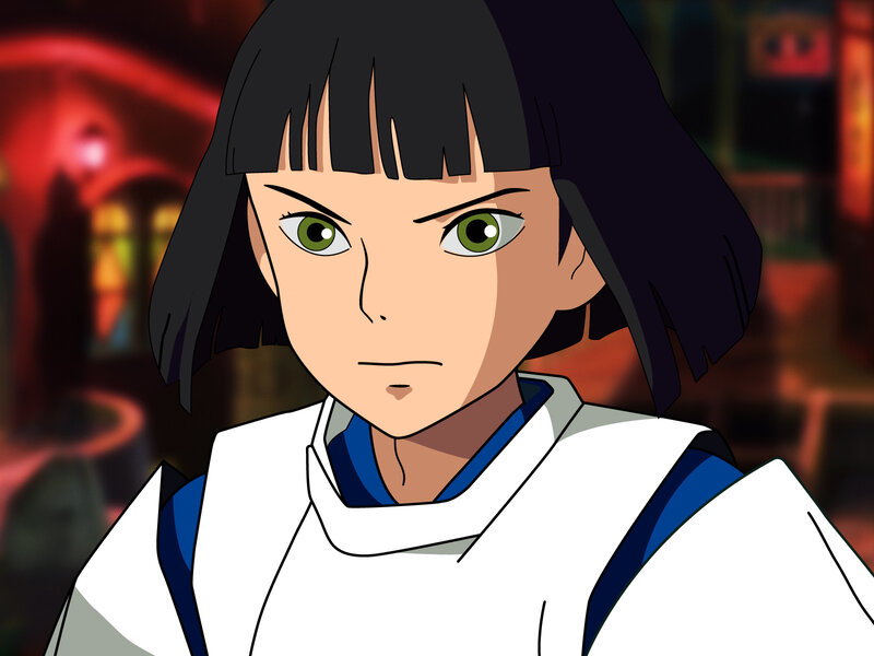 anime girl with green eyes
