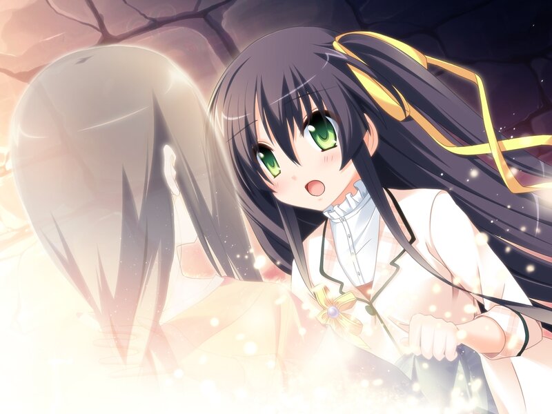 Anime Girl with Green Eyes — Black, Dramatic