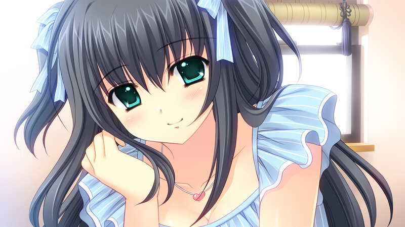 Anime Girl with Green Eyes — Blue, Calm, Morning