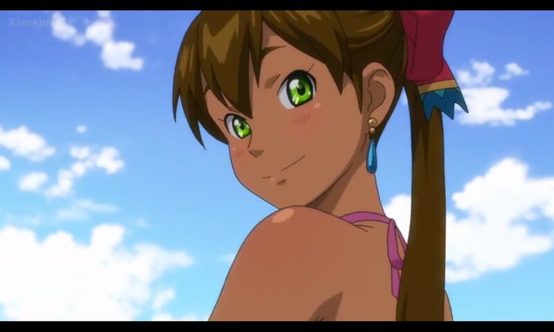 Anime Girl with Green Eyes — Blue, Serene, Afternoon, Blue Sky