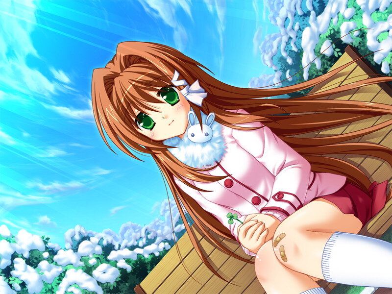 Anime Girl with Green Eyes — Blue, Serene, Winter
