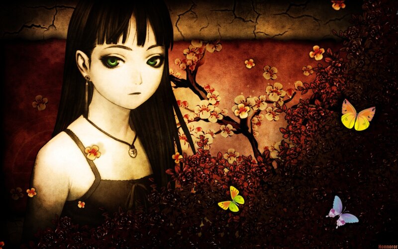 Anime Girl with Green Eyes — Brown, Dramatic