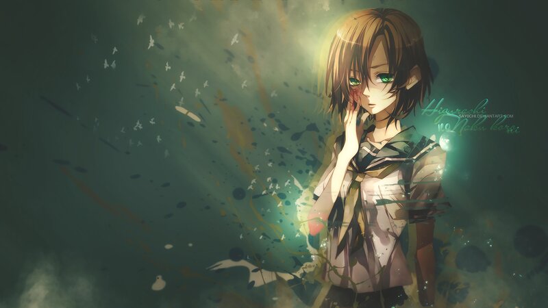 Anime Girl with Green Eyes — Dramatic, Digital Art, Butterflies