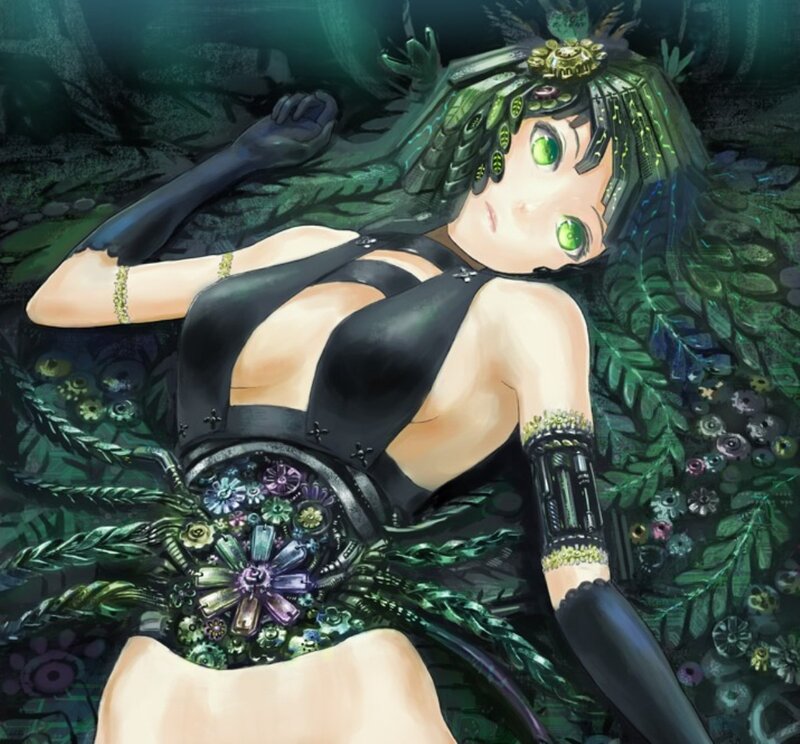 Anime Girl with Green Eyes — Dramatic, Digital Art