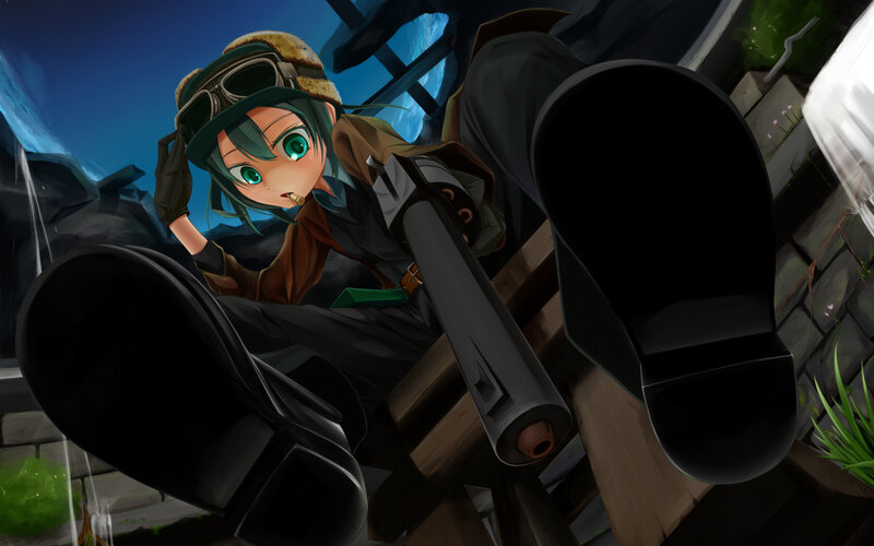 Anime Girl with Green Eyes — Dramatic, Night